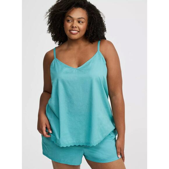 Torrid Plus Size 4 Blue Cotton Swing Sleep Tank - Picture 1 of 15